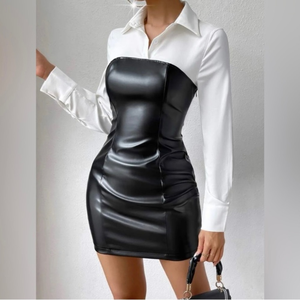 PU leather dress!!very sexy!